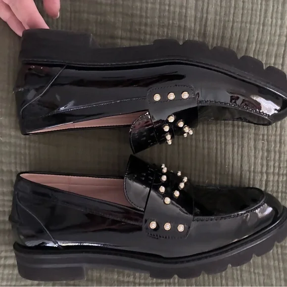 Stuart weitzman Patent Black Studded Loafers - Picture 11 of 11